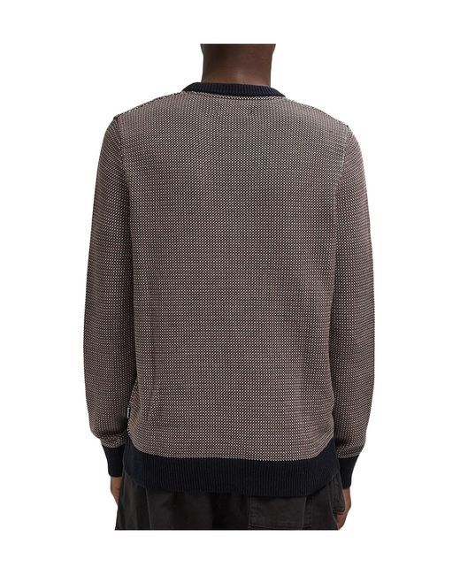 Barbour Gray Wells Patterned Crew-Neck Sweater for men