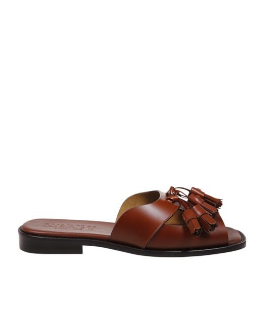 Hereu Brown Leather Slippers