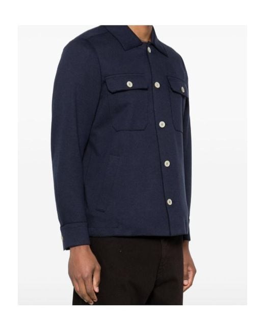 Eleventy Blue Pocket Button Shirt for men