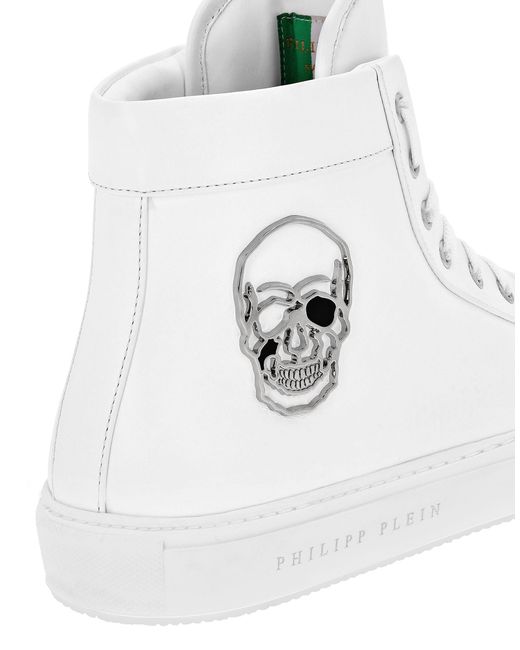 Philipp Plein White Logo Details High-Top Casual Sneakers for men