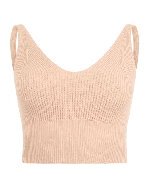 Peserico Natural U-Neck Cropped Knitted Tank Top