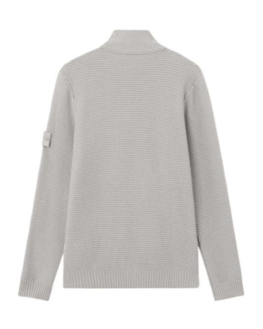 Stone Island Gray Logo-Patch Cardigan for men