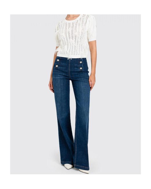 Twinset Blue Jeans With Stitching Details