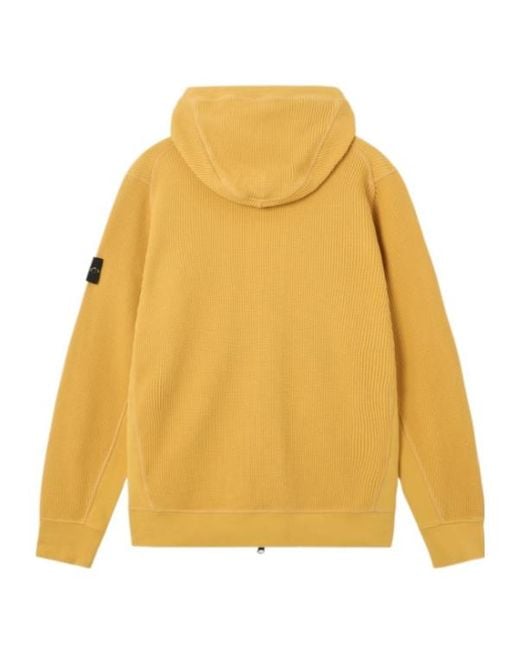 Stone Island Yellow Zip-Up Knitted Hoodie for men