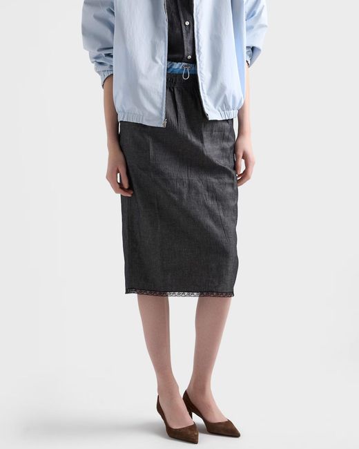 Prada Gray Chambray Skirt