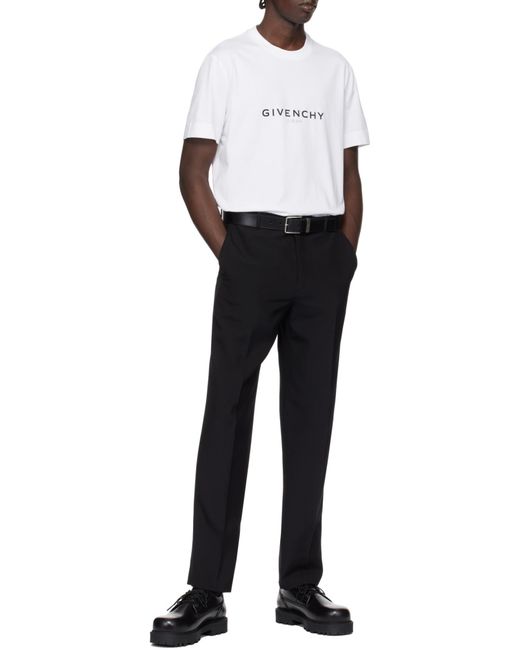Givenchy White Logo Printed Crewneck T-Shirt for men