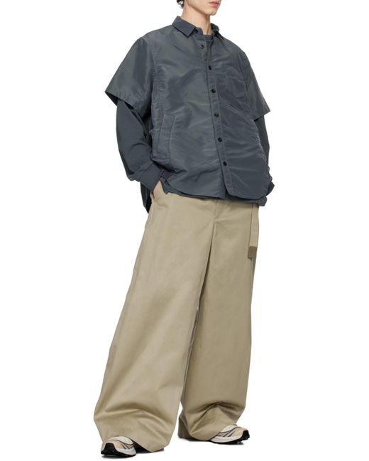 Sacai Gray Collared Short-Sleeve Shirt for men