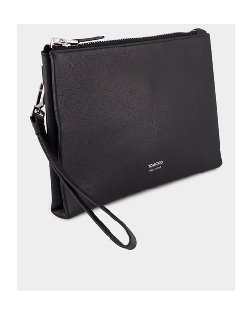 Tom Ford Black Minimal Slim Wristlet Pouch Bag for men