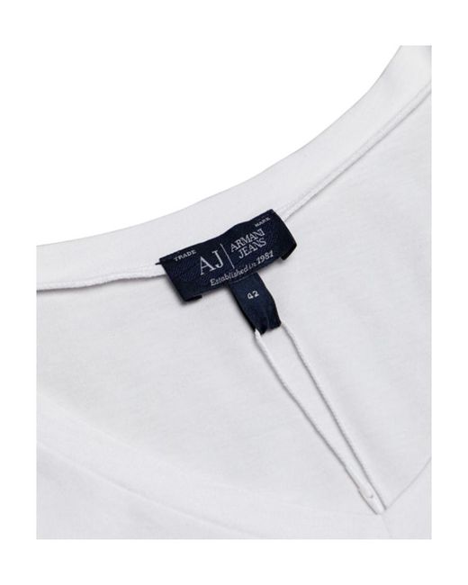 Armani Jeans White Logo Long-Sleeved T-Shirt