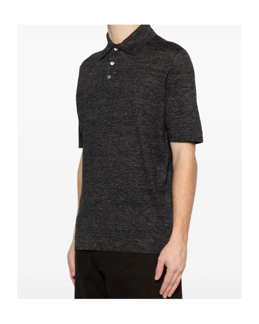 Brunello Cucinelli Black Short-Sleeved Polo Shirt for men