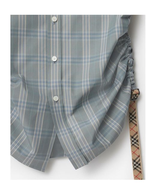Burberry Blue Slim Fit Checked Shirt