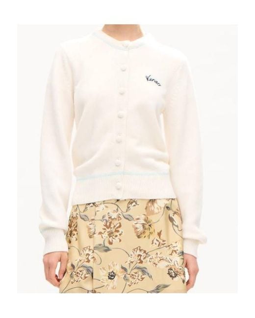 KENZO White Varsity' Embroidered Cardigan