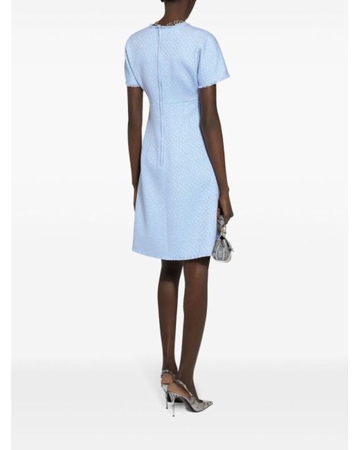 Dolce & Gabbana Blue Rachel Tweed Dress With Dg Logo