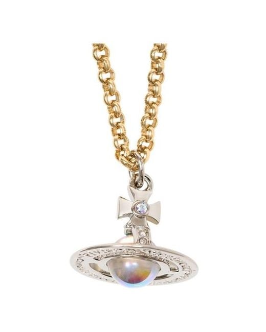 Vivienne Westwood White Saturn Pendant Necklace