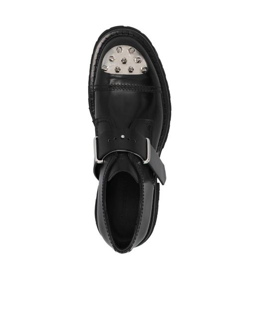 McQueen Black Punk Studded Derby Shoes for men