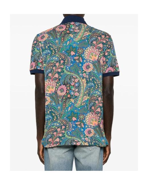 Etro Multicolor Paisley-Print Polo Shirt for men