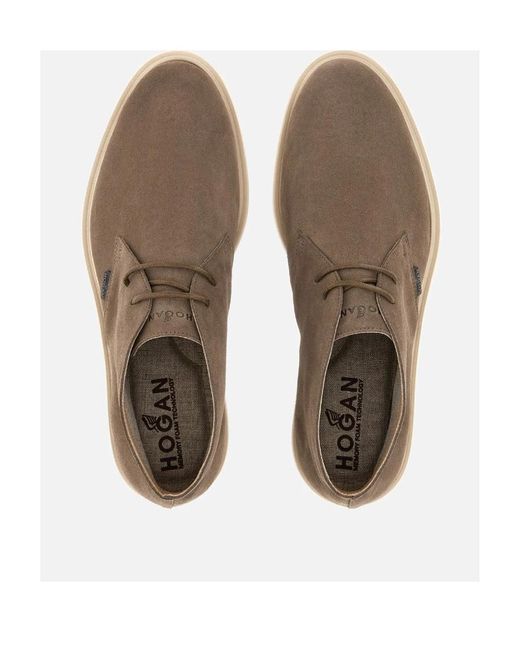 Hogan Brown Lace-Up Leather Boots for men