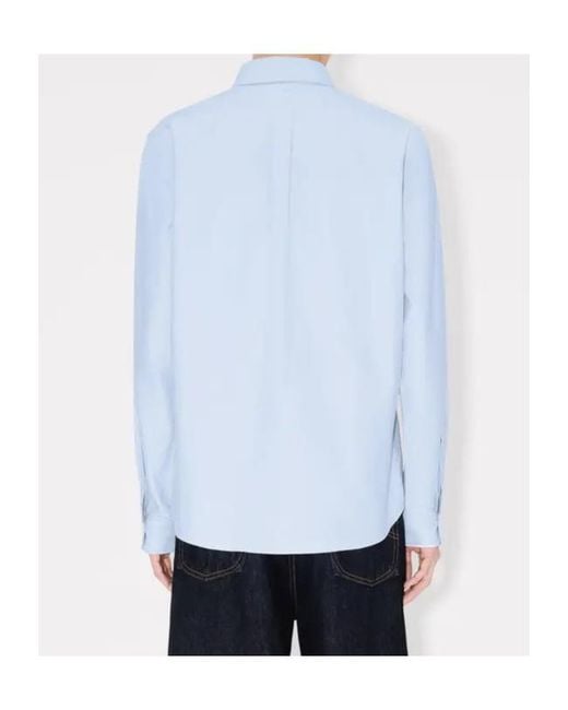 KENZO Blue Boke Flower Embroidered Casual Shirt for men