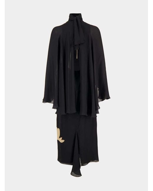 Johanna Ortiz Black Post Treasured Floral Midi Dress