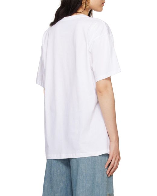 Moschino White Logo Printed Crewneck T-Shirt