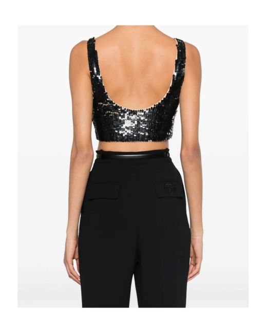 P.A.R.O.S.H. Black Sequinned Crop Top