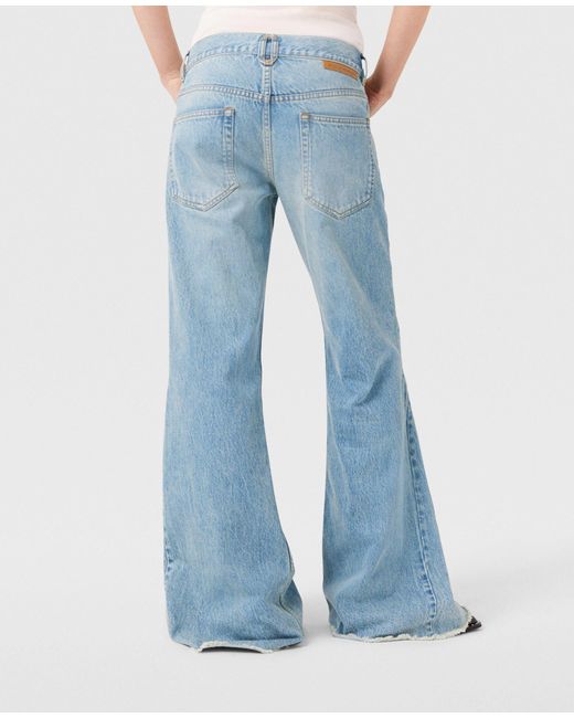 Stella McCartney Blue Mid-Rise Frayed-Edge Bbootcut Jeans