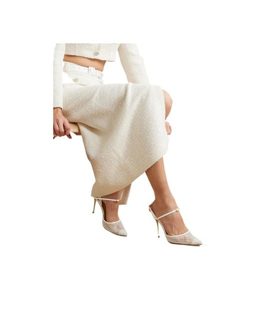 JENNIFER CHAMANDI White Crystal-Embellished Mesh And Satin Backless High Heels