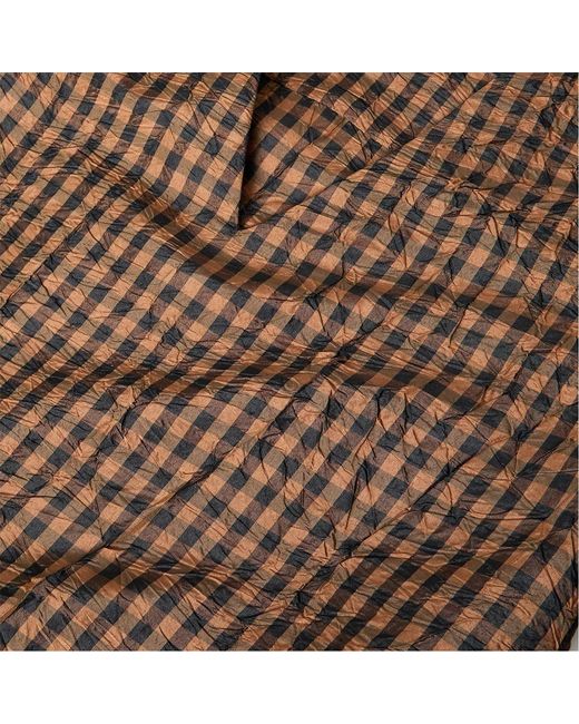 Ganni Brown Plaid Short-Sleeved Dress