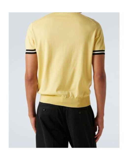 Tom Ford Yellow Cotton And Silk Polo Shirt for men