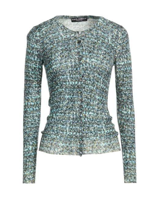 Dolce & Gabbana Blue Colorful Lightweight Wool Knit Sweater