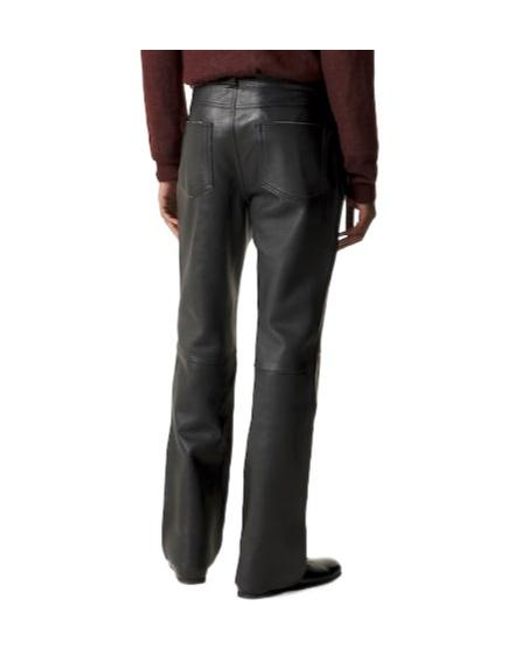 Our Legacy Gray High-Waisted Straight Leather Pants for men
