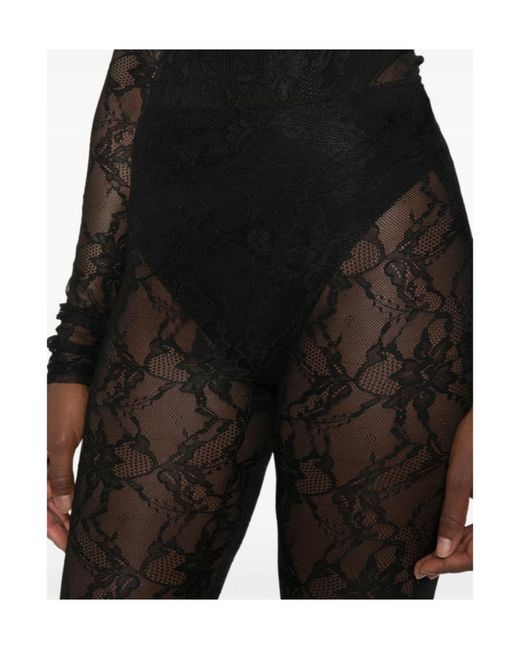 ANDAMANE Black Loli Lace-Panelled Cropped Trousers