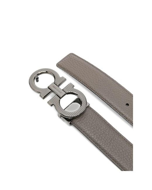 Ferragamo White Ferragamo Buckle Fastened Reversiable Belt for men