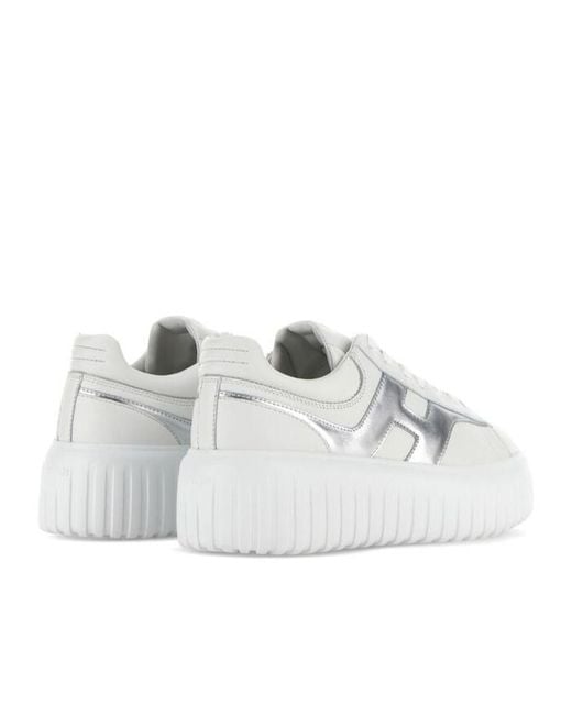 Hogan White H-Stripe Round Toe Sneakers