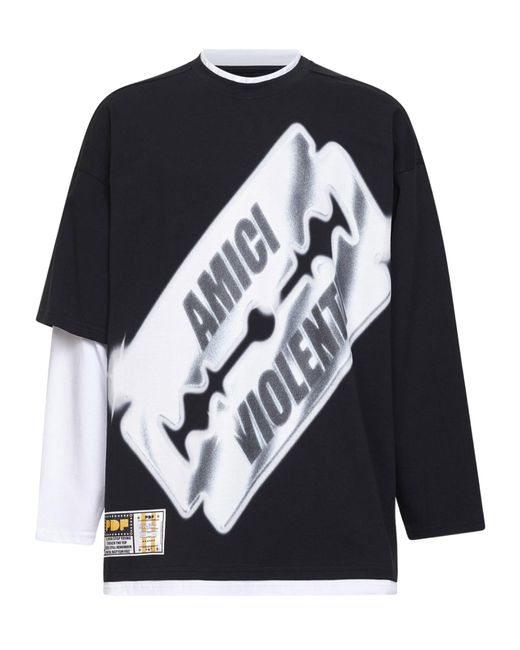 PDF CHANNEL Black Pdf Blade Layered Long Sleeve T-Shirt for men