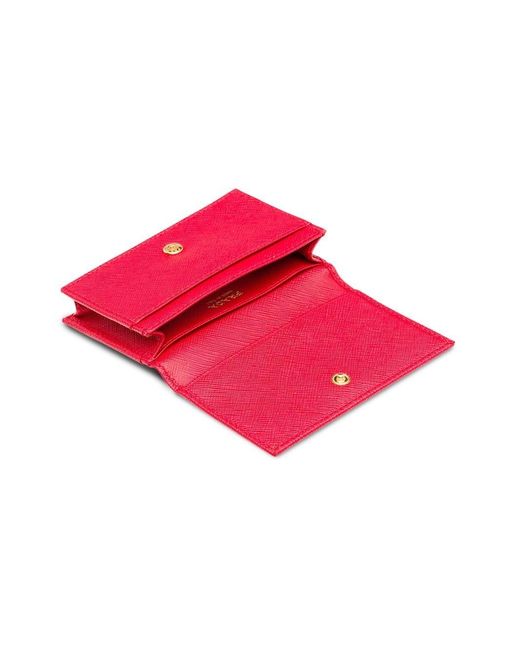 Prada Pink Saffiano Leather Card Holder