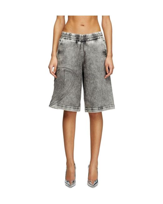 DIESEL Gray D-Enny-S Track Denim Bermudas for men