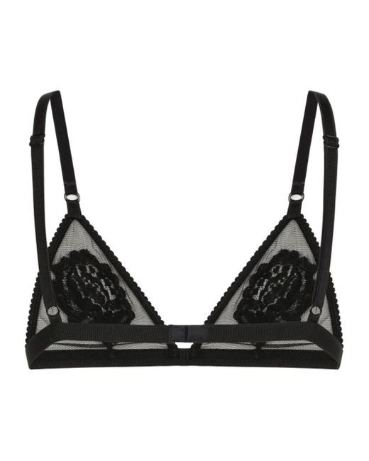 Dolce & Gabbana Black Triangle Cup Lace Bra