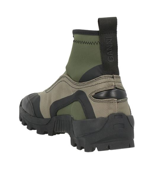 Ganni Green Low-Heel Hiking Boots