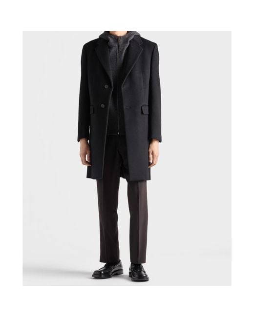 Prada Blue Wool And Cashmere Zipper Vest for men