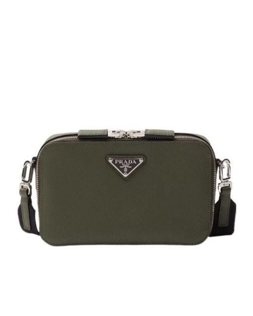 Prada Green Brique Saffiano Leather Bag for men
