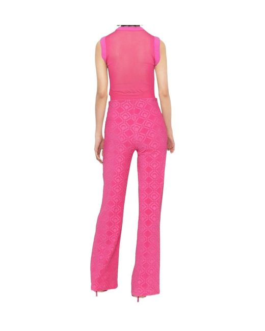 MARINE SERRE Pink Logo Flare Track Pants