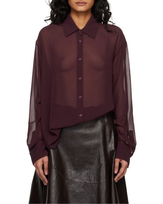 Frankie Shop Purple Sheer Long Sleeve Shirt