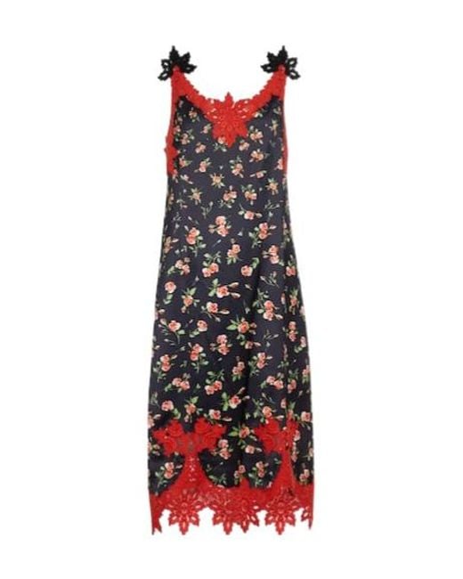 Rabanne Red Floral Printed Midi Dress