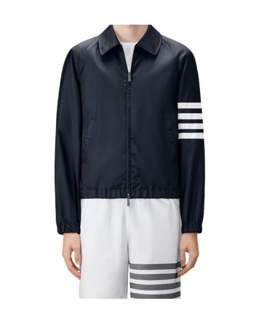 Thom Browne Blue Shiny Ripstop 4-Bar Track Jacket for men