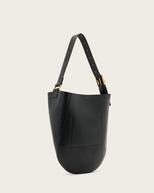 AllSaints Black Luna Hobo Leather Shoulder Bag