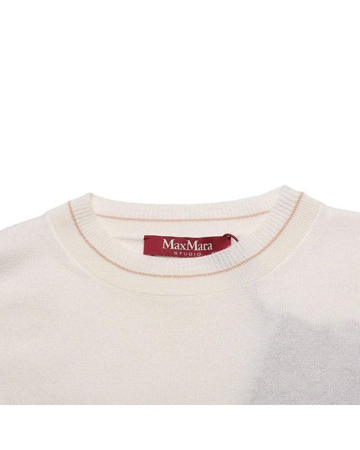 Max Mara White Furio Round Neck Sweater