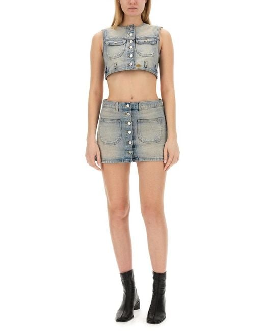 Courreges Blue Courrèges Multiflex Denim Mini Skirt