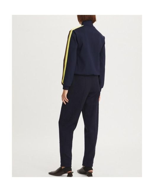Tory Burch Blue Half-Zipped Knitted Top