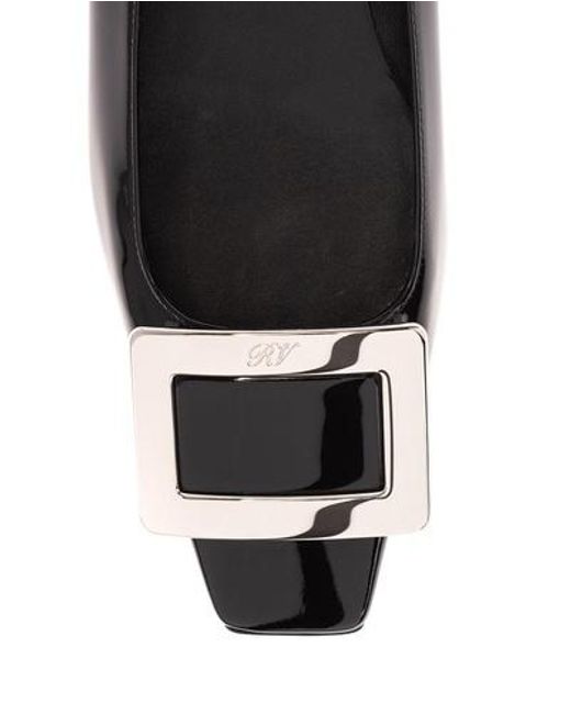 Roger Vivier Black Buckle Patent Flat Shoes